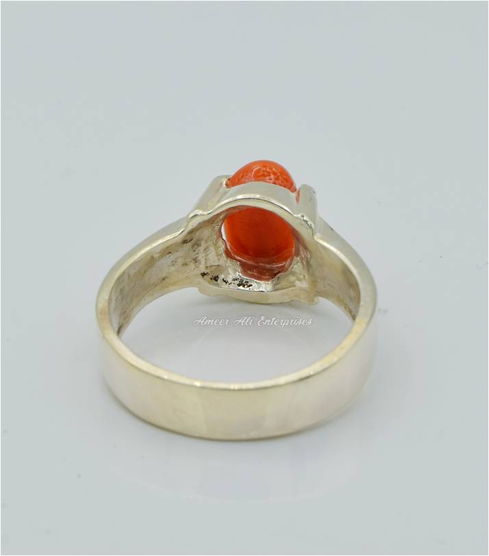 AAE 6273 Chandi Ring 925, Stone: Marjan (Coral)