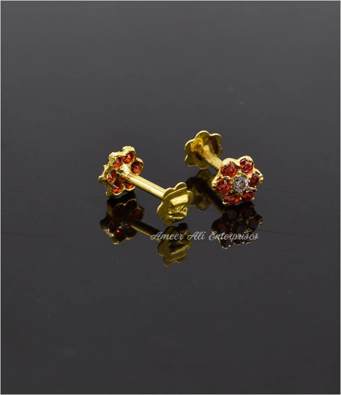 AAE 6888 Gold Ear Studs, Stone: Zircon