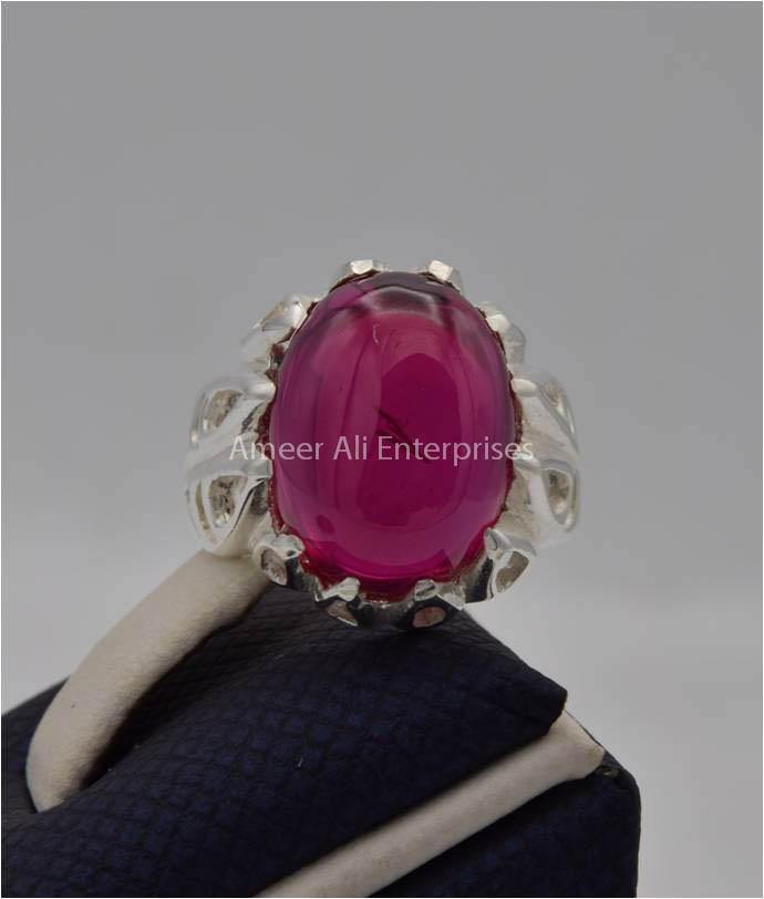 AAE 2212 Chandi Ring 925, Stone: Irani Poota Yaqoot (Anari Yaqoot) - AmeerAliEnterprises