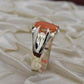 AAE 1576 Chandi Ring 925, Stone: Marjan (Coral) - AmeerAliEnterprises