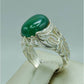 AAE 3116 Chandi Ring 925, Stone: Green Aqeeq - AmeerAliEnterprises