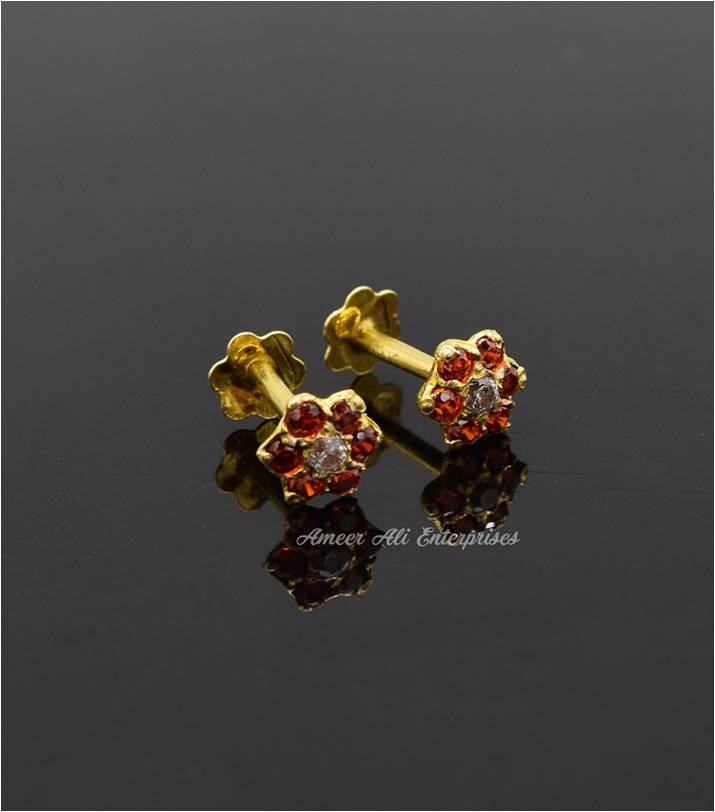 AAE 6888 Gold Ear Studs, Stone: Zircon