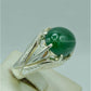 AAE 3119 Chandi Ring 925, Stone: Green Aqeeq - AmeerAliEnterprises