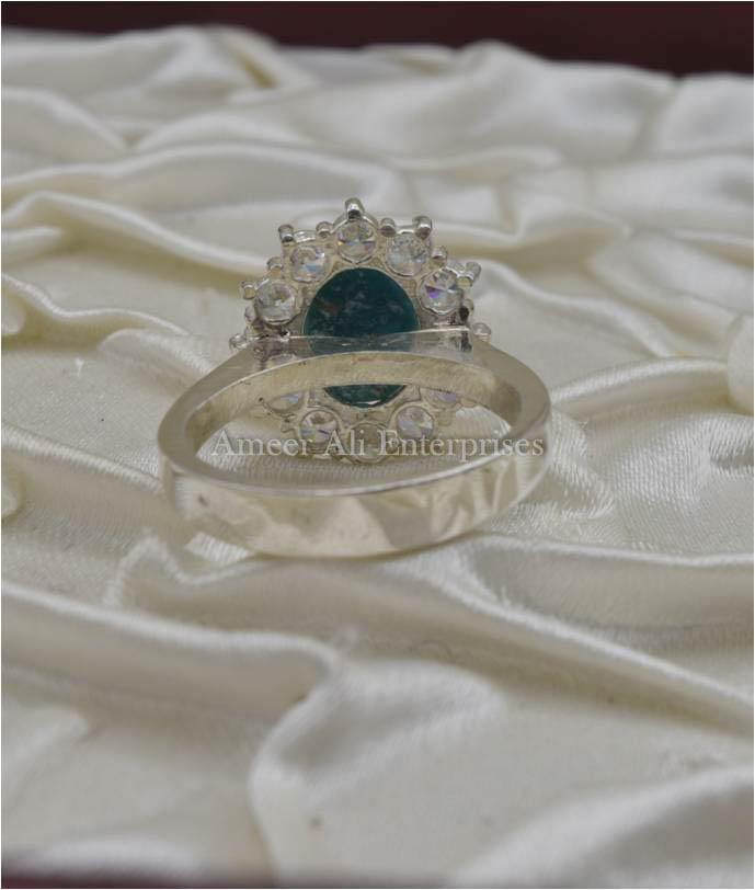 AAE 1216 Chandi Ring 925, Stone: Feroza (Turquoise) - AmeerAliEnterprises