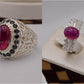 Silver Couple Rings: Pair 156,  Stone: Irani Poota Yaqoot - AmeerAliEnterprises