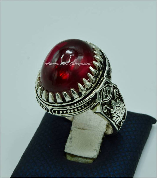 AAE 6826 Chandi Ring 925, Stone: Irani Poota Yaqoot