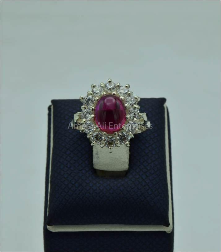 AAE 5770 Chandi Ring 925, Stone: Irani Pota Yaqoot - AmeerAliEnterprises