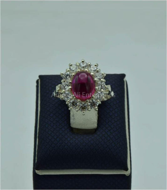 AAE 5770 Chandi Ring 925, Stone: Irani Pota Yaqoot - AmeerAliEnterprises