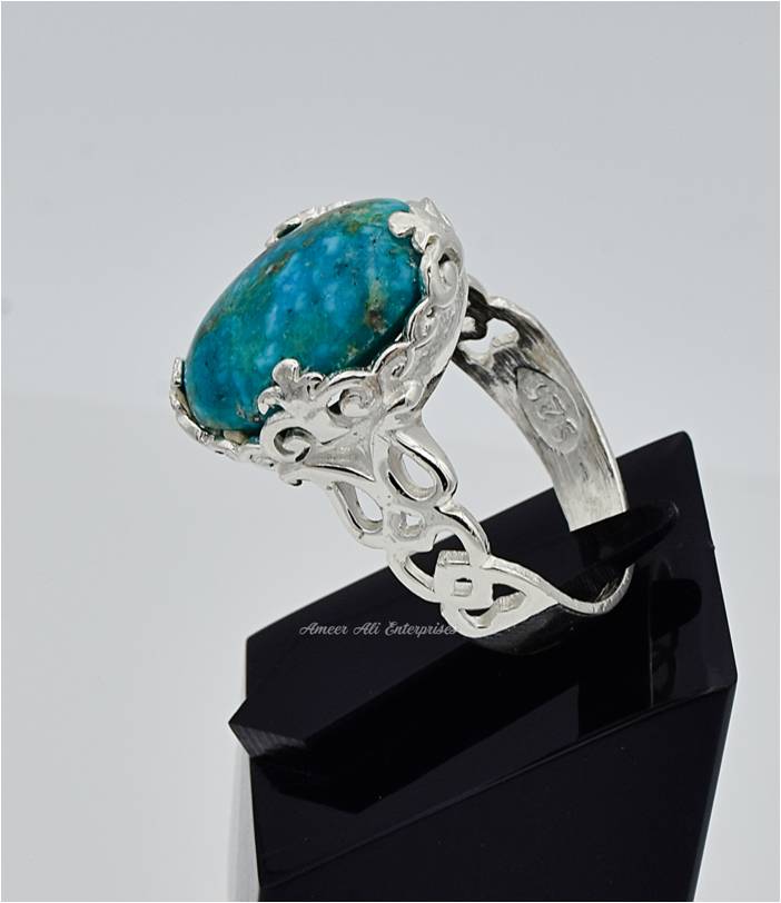 AAE 6580 Chandi Ring 925, Stone: Shajri Feroza