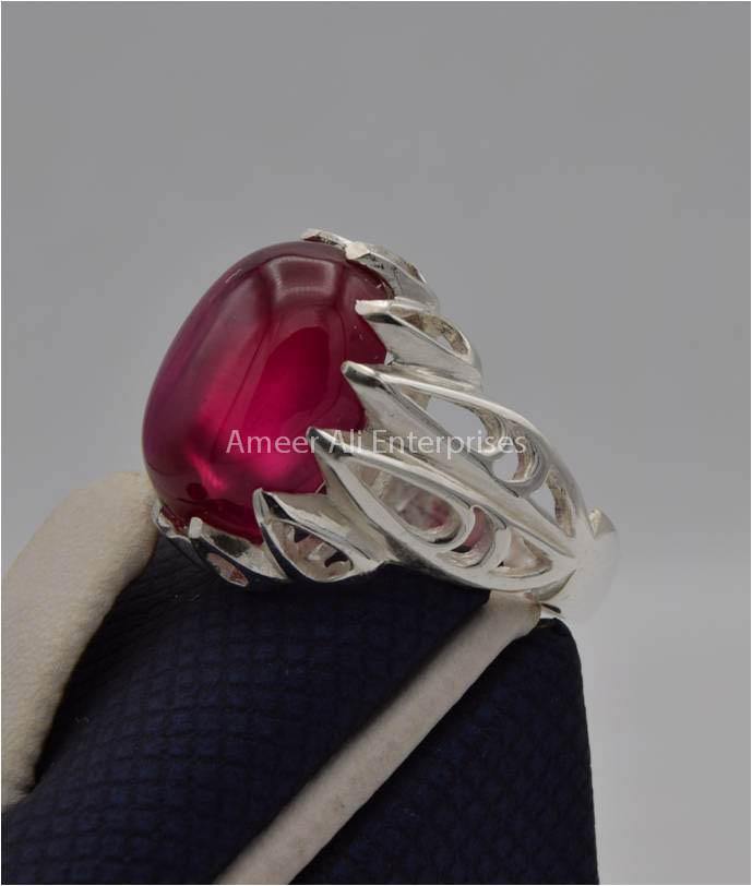 AAE 2212 Chandi Ring 925, Stone: Irani Poota Yaqoot (Anari Yaqoot) - AmeerAliEnterprises