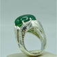 AAE 3119 Chandi Ring 925, Stone: Green Aqeeq - AmeerAliEnterprises