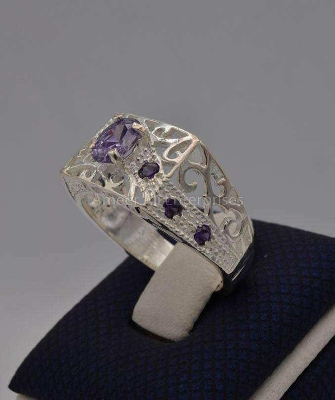 AAE 7417 Chandi Ring 925, Stone: Zircon - AmeerAliEnterprises