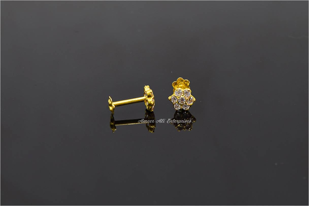 AAE 6931 Gold Ear Studs, Stone: Zircon