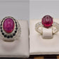 Silver Couple Rings: Pair 157,  Stone: Irani Poota Yaqoot - AmeerAliEnterprises
