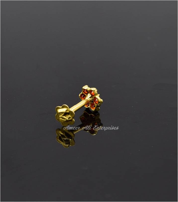 AAE 6889 Gold Nose pin, Stone: Zircon