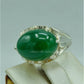AAE 3119 Chandi Ring 925, Stone: Green Aqeeq - AmeerAliEnterprises