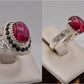 Silver Couple Rings: Pair 157,  Stone: Irani Poota Yaqoot - AmeerAliEnterprises