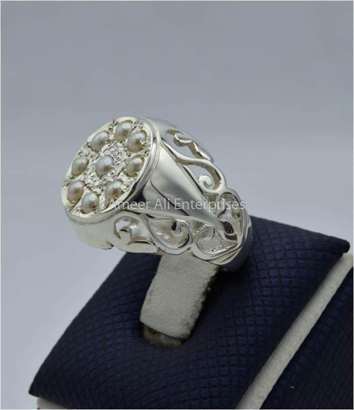 AAE 5802 Chandi Ring 925, Stone Pearl - AmeerAliEnterprises