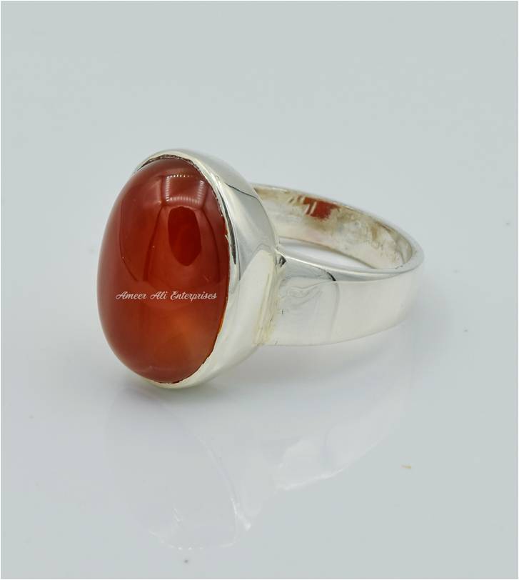 AAE 4381 Chandi Ring 925, Stone: Red Aqeeq
