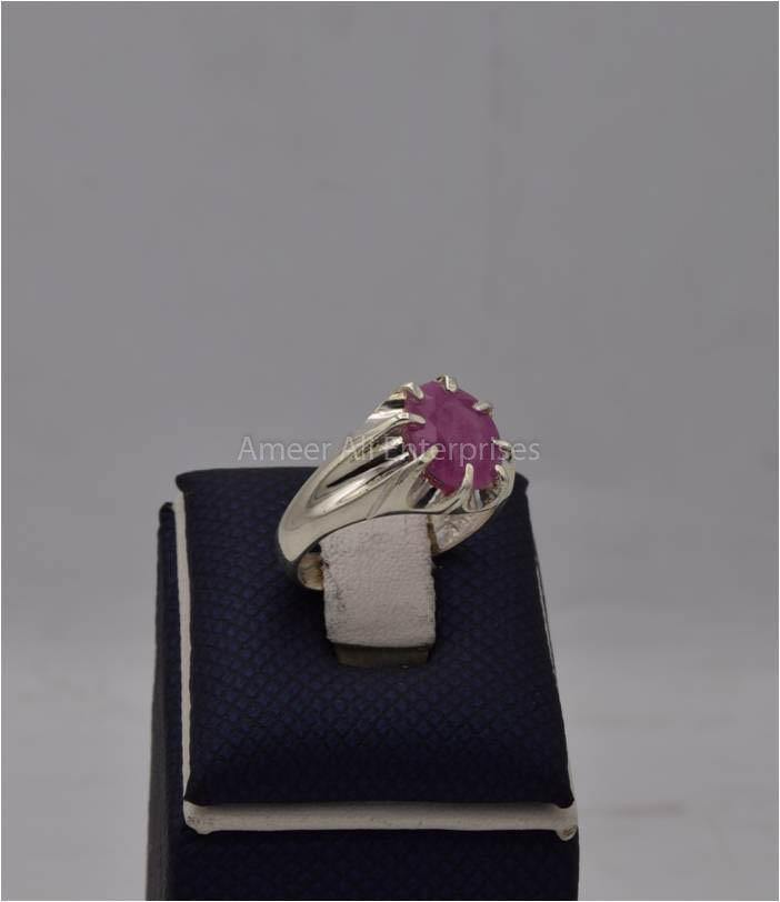 AAE 5743 Chandi Ring 925, Stone: Ruby - AmeerAliEnterprises