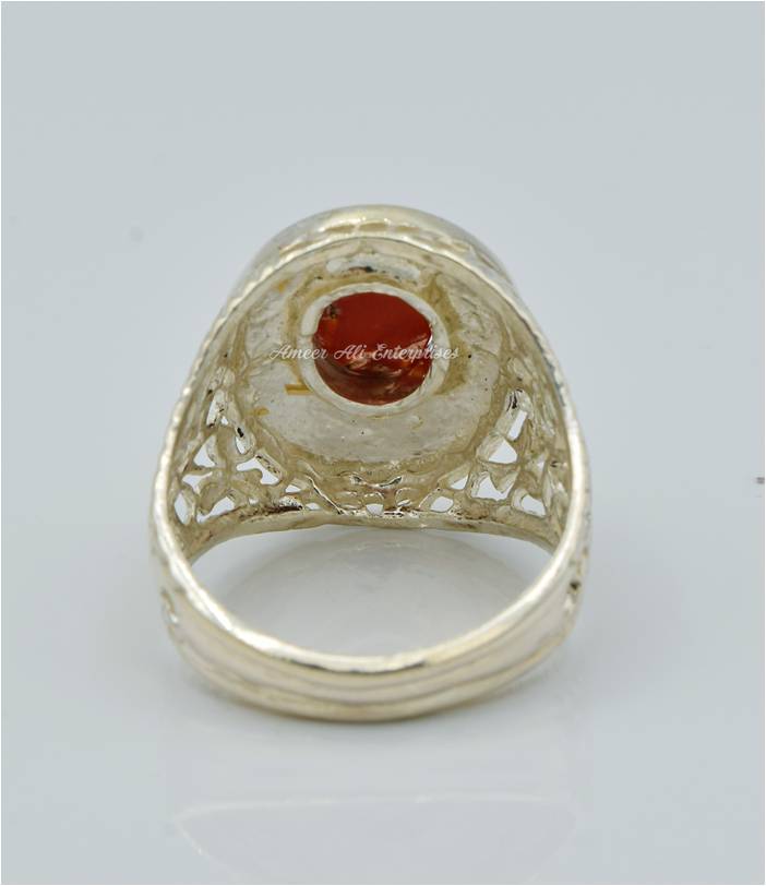 AAE 6271 Chandi Ring 925, Stone: Marjan (Coral)