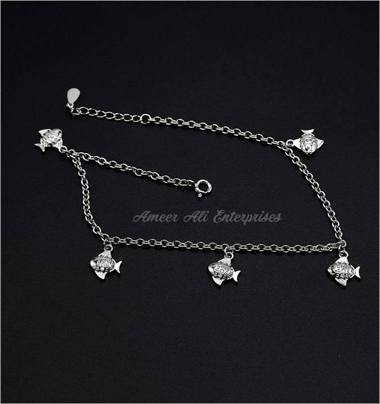 AAE 6202 Chandi Pazaib (Anklet) 925, Stone: Zircon - AmeerAliEnterprises