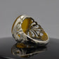AAE 6525 Chandi Ring 925, Stone: Yellow Aqeeq - AmeerAliEnterprises