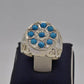 AAE 9143 Chandi Ring 925, Stone: Feroza (Turquoise) - AmeerAliEnterprises