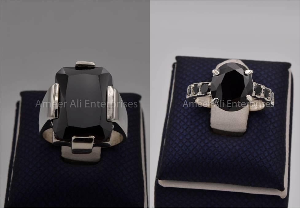 Silver Couple Rings: Pair 81,  Stone: Zircon - AmeerAliEnterprises
