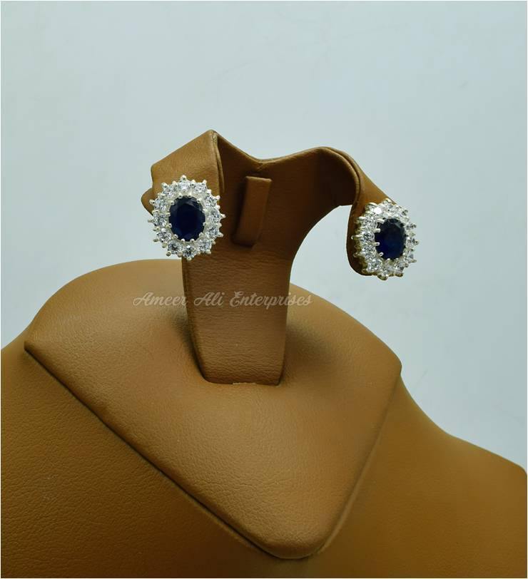 AAE 2472 CHANDI EARRINGS 925, STONE: ZIRCON - AmeerAliEnterprises
