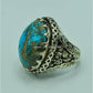 AAE 6766 CHANDI RING 925, STONE: SHAJRI FEROZA (TURQUOISE) - AmeerAliEnterprises