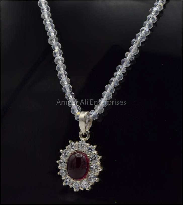 AAE 5779 Chandi Pendant 925, Stone: Irani Pota Yaqoot - AmeerAliEnterprises