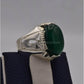 AAE 3111 Chandi Ring 925, Stone: Green Aqeeq - AmeerAliEnterprises