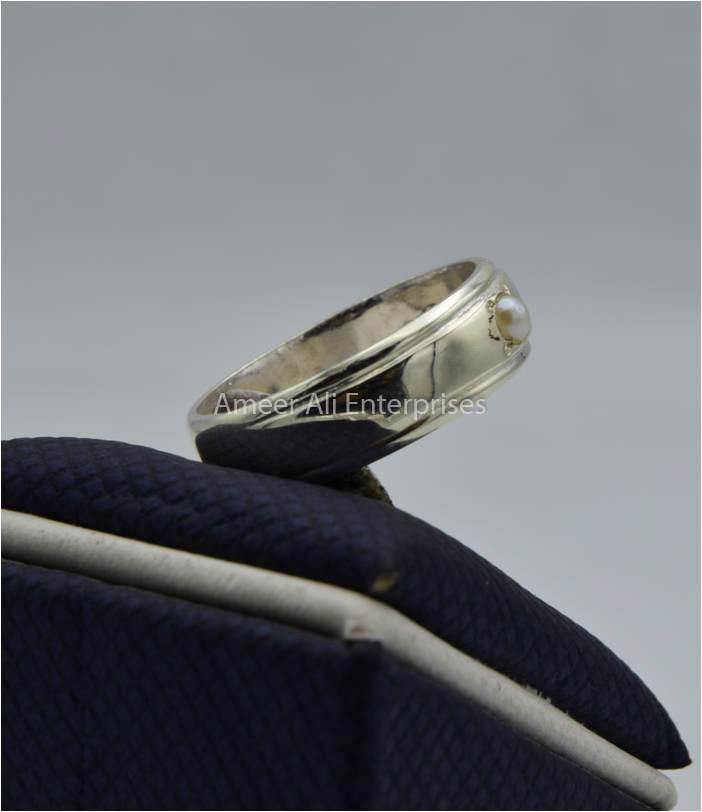 AAE 5805 Chandi Ring 925, Stone Pearl - AmeerAliEnterprises
