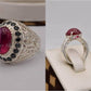 Silver Couple Rings: Pair 157,  Stone: Irani Poota Yaqoot - AmeerAliEnterprises