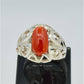 AAE 6274 Chandi Ring 925, Stone: Marjan (Coral)