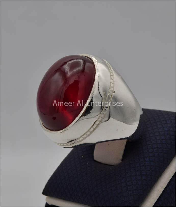 AAE 2213 Chandi Ring 925, Stone: Irani Poota Yaqoot (Anari Yaqoot) - AmeerAliEnterprises