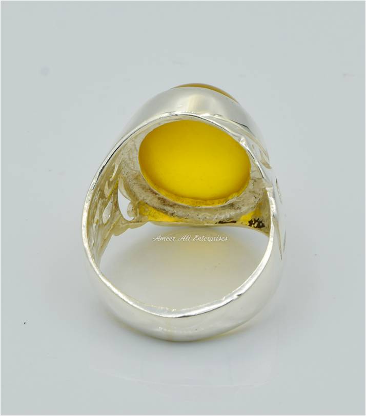 AAE 6235 Chandi Ring 925, Stone: Yellow Aqeeq