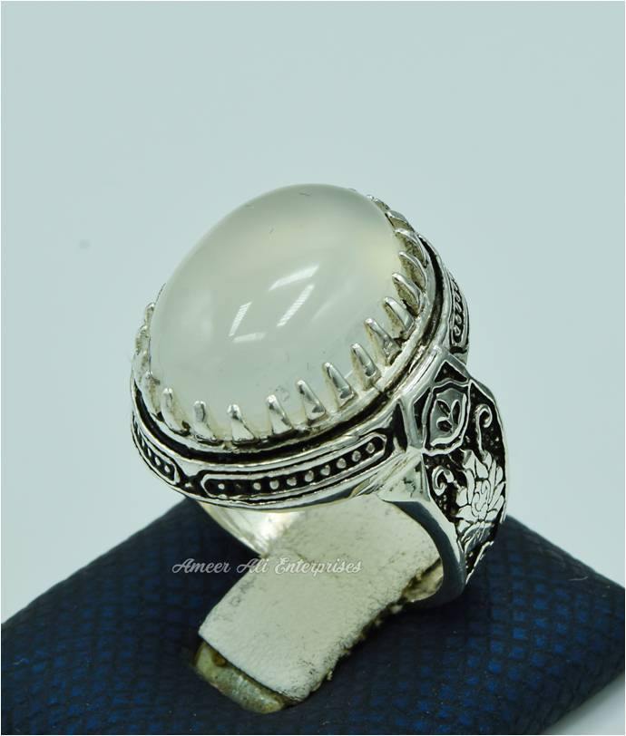 AAE 6827 CHANDI RING 925, STONE: DUR E NAJAF - AmeerAliEnterprises