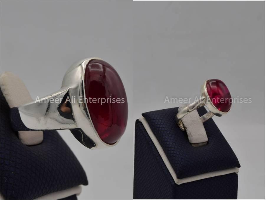 Silver Couple Rings: Pair 151,  Stone: Irani Poota Yaqoot - AmeerAliEnterprises