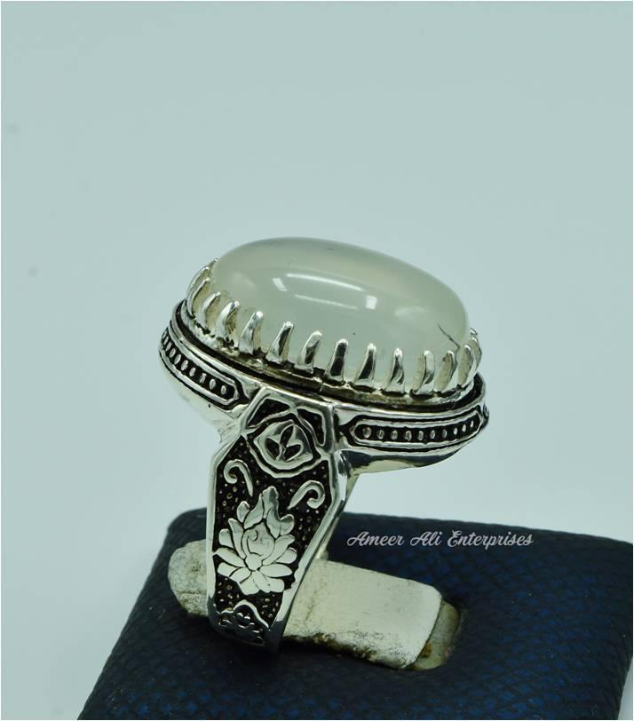 AAE 6827 CHANDI RING 925, STONE: DUR E NAJAF - AmeerAliEnterprises