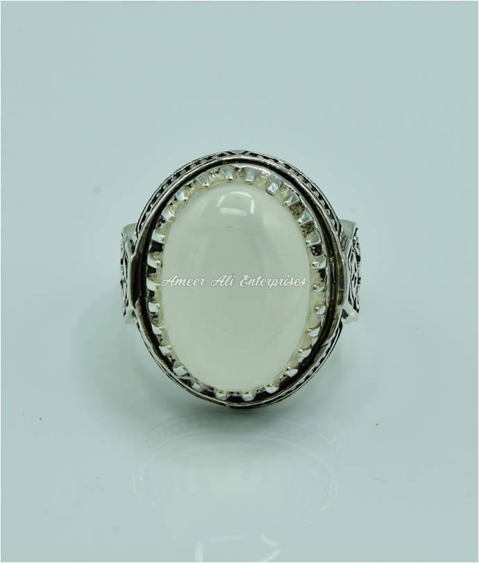 AAE 6827 CHANDI RING 925, STONE: DUR E NAJAF - AmeerAliEnterprises