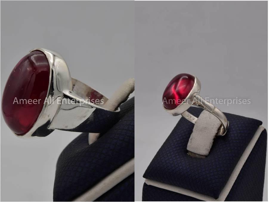 Silver Couple Rings: Pair 151,  Stone: Irani Poota Yaqoot - AmeerAliEnterprises