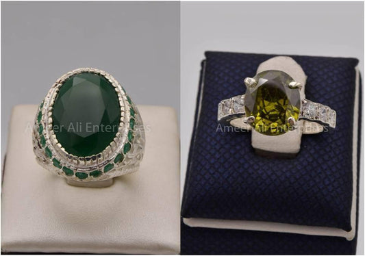 Silver Couple Rings: Pair 111,  Stone: Zircon - AmeerAliEnterprises