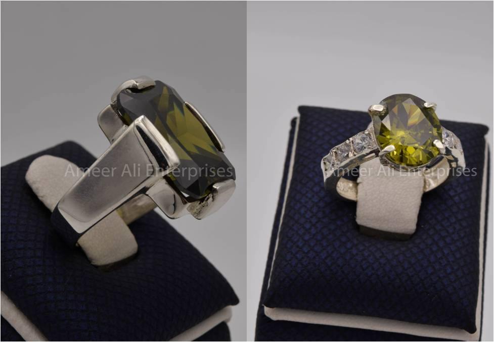 Silver Couple Rings: Pair 83,  Stone: Zircon - AmeerAliEnterprises