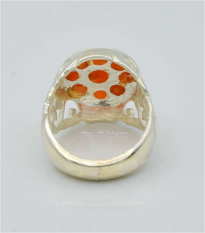 AAE 6280 Chandi Ring 925, Stone: Marjan (Coral)