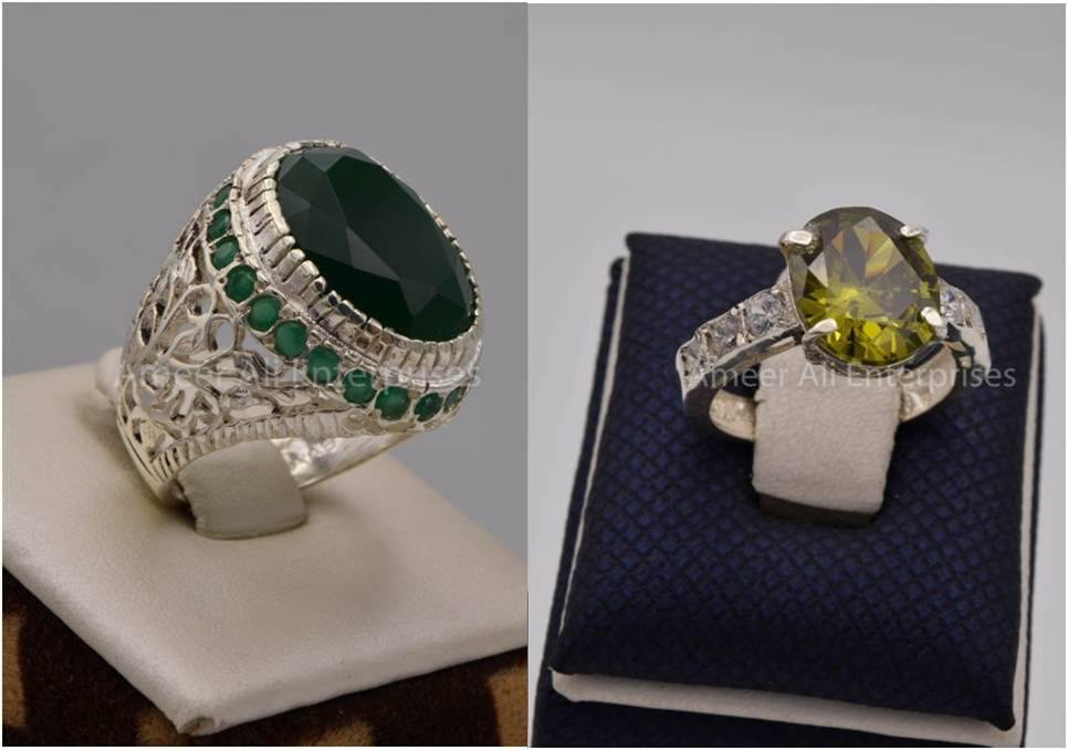 Silver Couple Rings: Pair 111,  Stone: Zircon - AmeerAliEnterprises