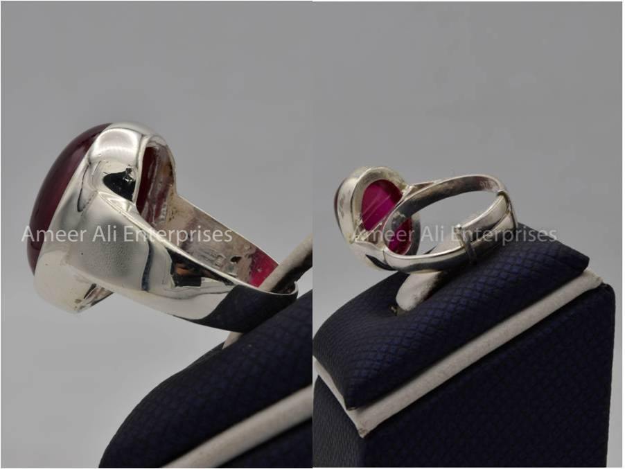 Silver Couple Rings: Pair 151,  Stone: Irani Poota Yaqoot - AmeerAliEnterprises