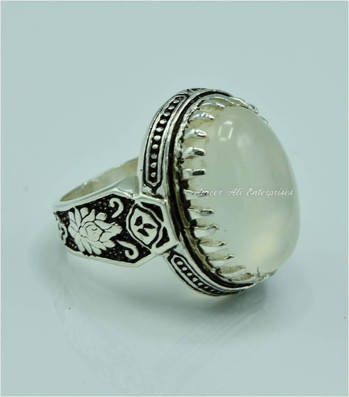 AAE 6827 CHANDI RING 925, STONE: DUR E NAJAF - AmeerAliEnterprises