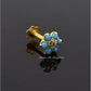 AAE 6892 Gold Nose pin, Stone: Feroza
